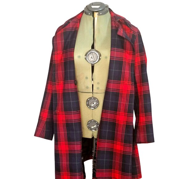 Woman's American Living preppy plaid academia button up long sleeve overcoat S - Picture 5 of 13